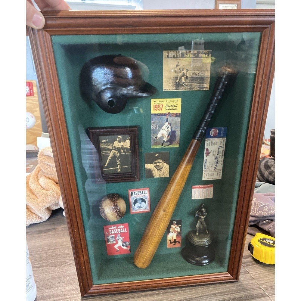 Vintage Baseball Shadow Box Framed Collectible‎ 20 3/4 X 13 1/2 inches